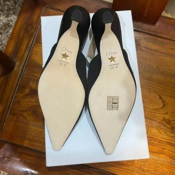 Dior Black and Cream Slingback Heels - Picture 3 of 3